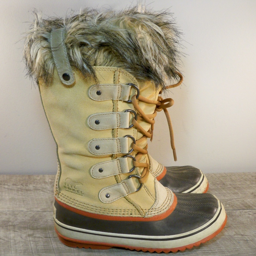 Sorel Joan of Arctic Womens Winter Waterproof Wheat Leather Boots NL1540 Size 7